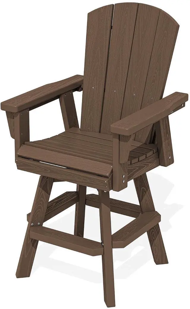 Main image of HDPE Swivel Adirondack Bar Chair, Swivel Balcony Adirondack Chair, Outdoor Bar Height Barstools for Bistro, Poolside, Garden, Coffee