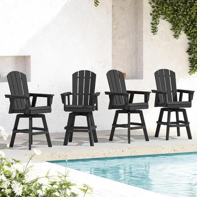 Main image of Swivel Adirondack Bar Chairs Set of 4, Black