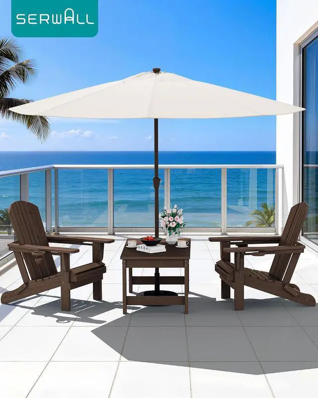 Alt view image 2 of 7 - Outdoor Coffee Table with 1.69" Umbrella Hole, HDPE Patio Coffee Table for Outside, Rectangle, Coffee