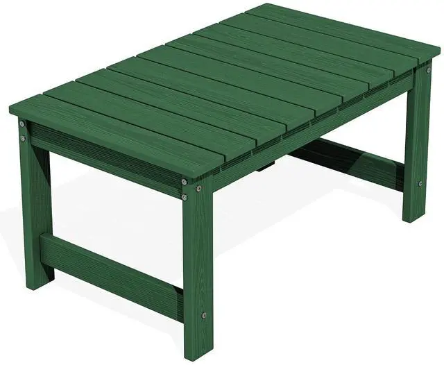 Main image of Outdoor Coffee Table with 1.69" Umbrella Hole, HDPE Patio Coffee Table for Outside, Rectangle, Green