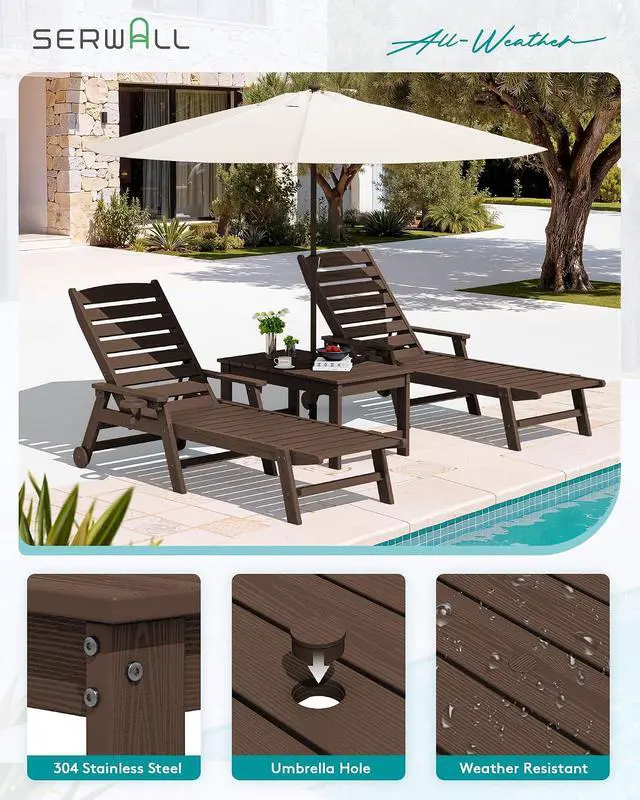 Alt view image 5 of 7 - Outdoor Coffee Table with 1.69" Umbrella Hole, HDPE Patio Coffee Table for Outside, Rectangle, Coffee