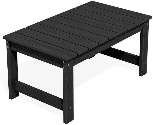 Main image of Outdoor Coffee Table, HDPE Patio Coffee Table for Outside, Rectangle, Black