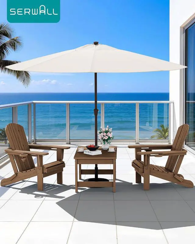 Alt view image 2 of 7 - Outdoor Coffee Table with 1.69" Umbrella Hole, HDPE Patio Coffee Table for Outside, Rectangle, Brown
