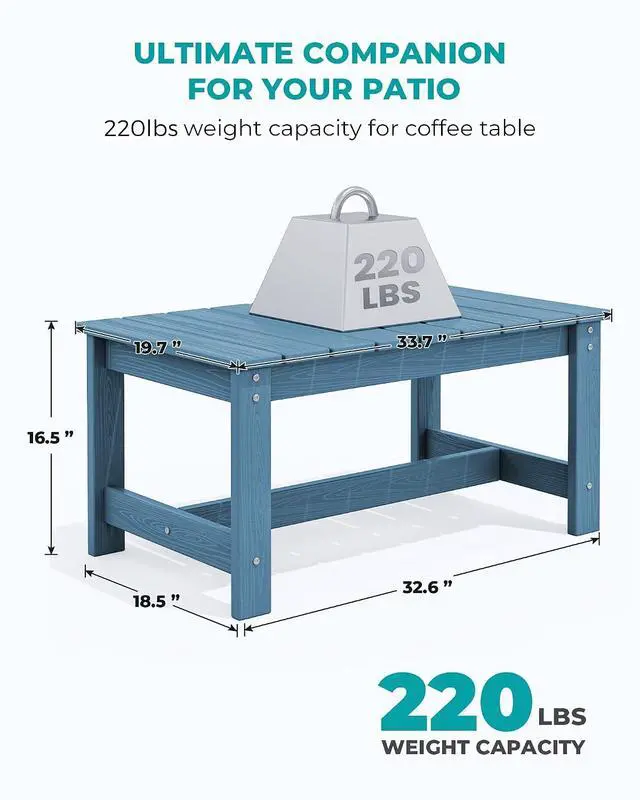 Alt view image 3 of 7 - 3 Pieces Patio Adirondack Bench Set, 2 Folding Adirondack Bench and 1 Coffee Table Set for Front Porch Garden Balcony Backyard, Navy