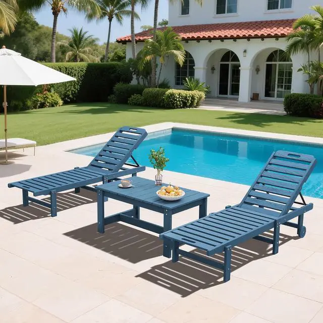 Alt view image 2 of 7 - Rectangle Outdoor Coffee Table, HDPE Patio Coffee Table, Navy