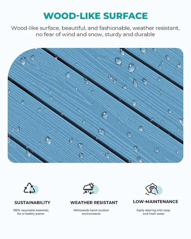 Alt view image 4 of 7 - Rectangle Outdoor Coffee Table, HDPE Patio Coffee Table, Navy