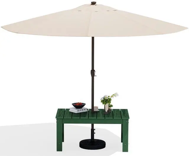 Main image of Outdoor Coffee Table with 9FT Umbrella, HDPE Patio Coffee Table for Outside, Rectangle, Green(Not Include Umbrella Base)