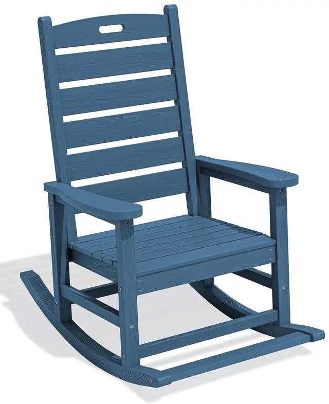Main image of Oversized Outdoor Rocking Chair, HDPE Patio Rocking Chair with Footrest for Adults, All Weather Porch Rocker for Deck Patio Balcony, Navy