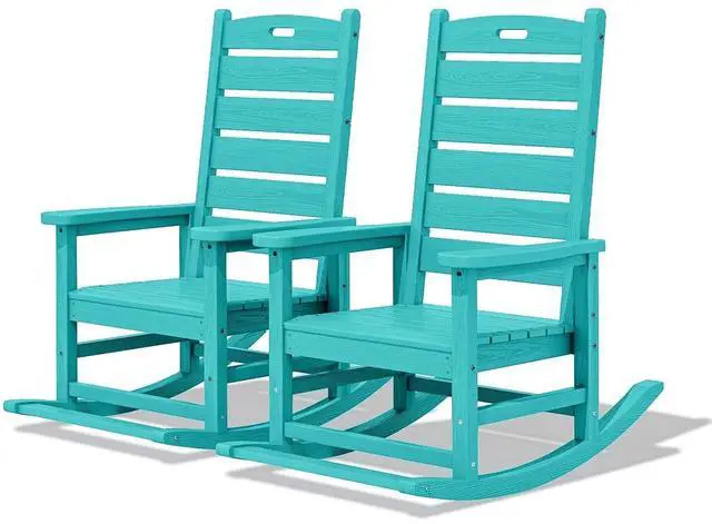 Main image of Outdoor Rocking Chair Set of 2, Oversized HDPE Patio Rocking Chair with Footrest for Adults, All Weather Porch Rocker for Deck Patio Balcony, Aruba