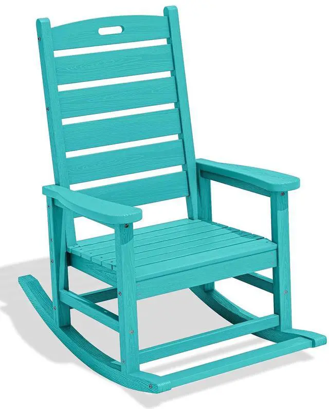 Main image of Outdoor Rocking Chair, Oversized Rocking Chair with Footrest for Adults, HDPE All Weather Resistant Rocking Chairs for Patio, 350lbs Weight Capacity, Aruba