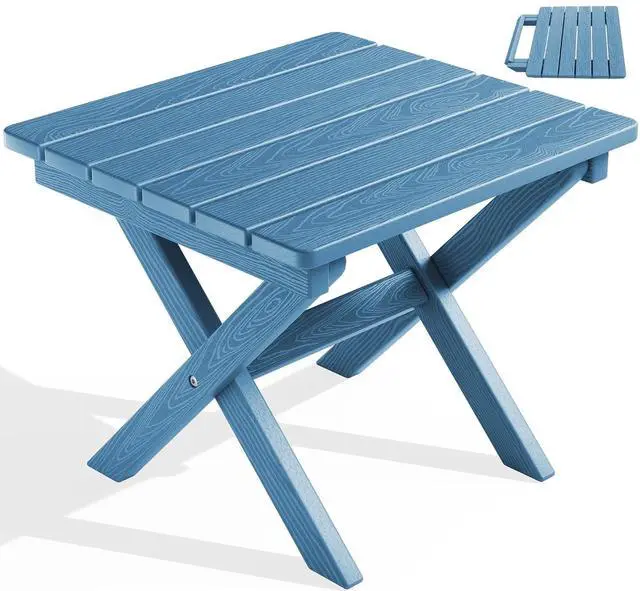 Main image of Folding Adirondack Side Table, Portable Small Outdoor Table, Weather Resistant Outdoor End Table for Camping and Garden, Navy