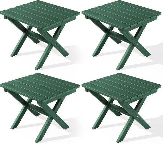 Main image of Folding Outdoor Side Table Set of 4, Small Adirondack Side Table, Green