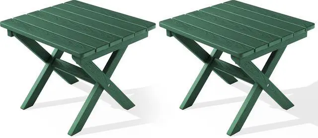 Main image of Folding Outdoor Side Table Set of 2, Portable Adirondack Side Table, Green