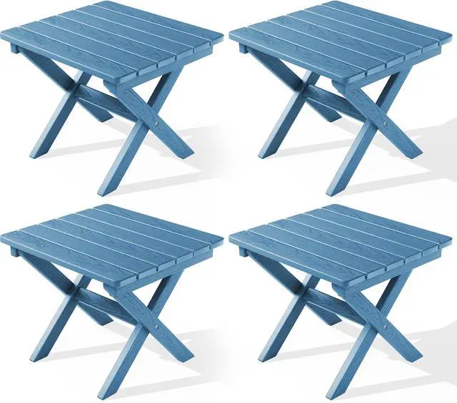 Main image of Folding Outdoor Side Table Set of 4, Small Adirondack Side Table, Navy