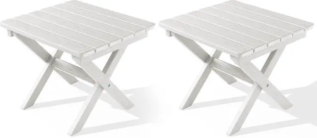 Main image of Folding Outdoor Side Table Set of 2, Portable Adirondack Side Table, White