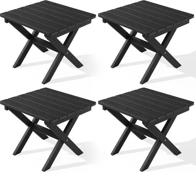 Main image of Folding Outdoor Side Table Set of 4, Small Adirondack Side Table, Black