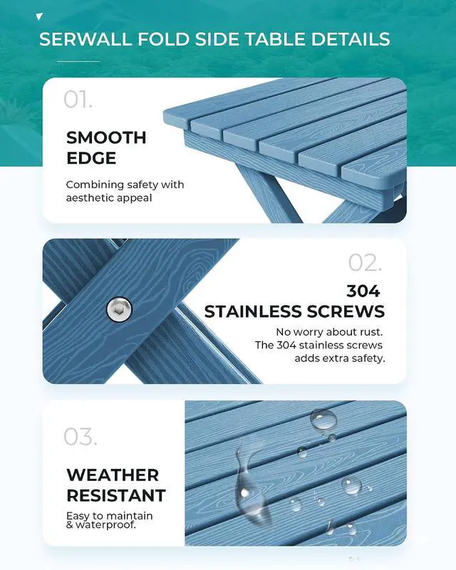 Alt view image 6 of 7 - Folding Outdoor Side Table Set of 4, Small Adirondack Side Table, Navy