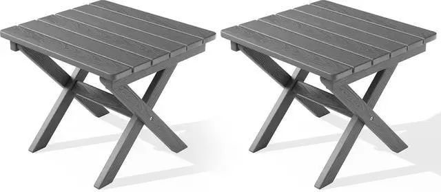 Main image of Folding Outdoor Side Table Set of 2, Portable Adirondack Side Table, Gray