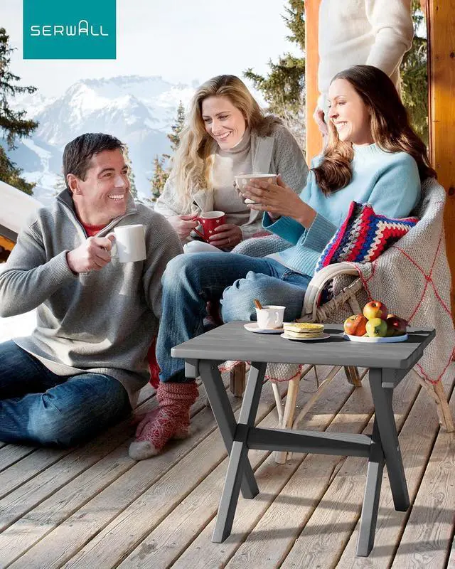 Alt view image 2 of 7 - Folding Outdoor Side Table Set of 2, Portable Adirondack Side Table, Gray