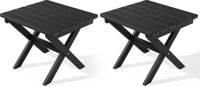 Main image of Folding Outdoor Side Table Set of 2, Portable Adirondack Side Table, Black