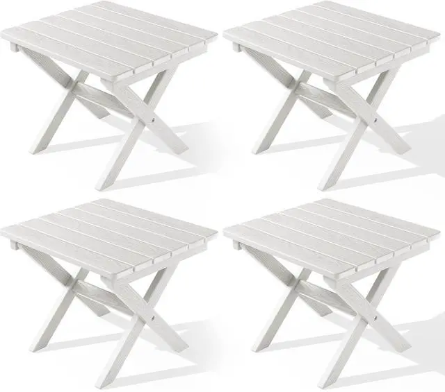 Main image of Folding Outdoor Side Table Set of 4, Small Adirondack Side Table, White