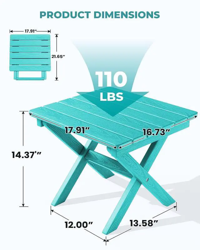 Alt view image 3 of 7 - Folding Outdoor Side Table Set of 4, Small Adirondack Side Table, Aruba
