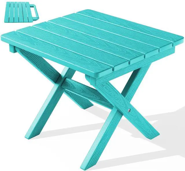 Main image of Adirondack Side Table, No Assembly Outdoor End Table, HDPE Small Folding Table for Backyard Pool Porch, Aruba