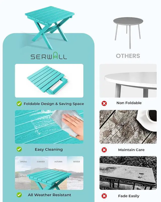 Alt view image 6 of 7 - Folding Outdoor Side Table Set of 4, Small Adirondack Side Table, Aruba
