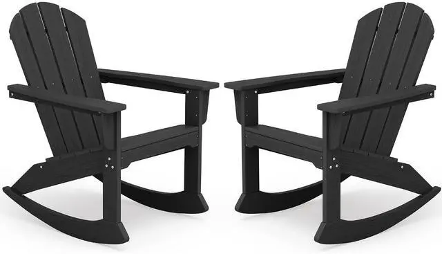 Main image of Outdoor Adirondack Rocking Chairs Set of 2, All-Weather HDPE Adirondack Rocker Chair, Front Porch Rocker Chairs for Patio Lawn Porch Deck, Black