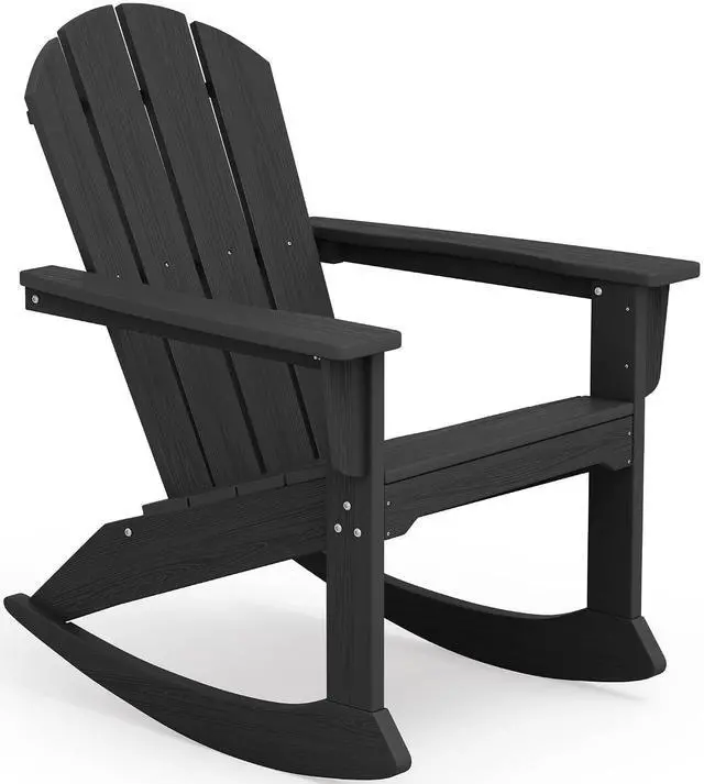 Main image of Outdoor Adirondack Rocking Chair, All-Weather HDPE Porch Rocker Chair, Patio Adirondack Rocker Chair for Lawn Porch Deck, Black