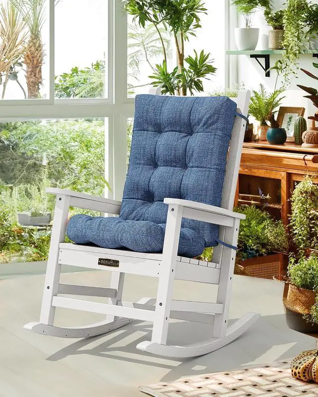 Alt view image 2 of 7 - HDPE Outdoor Rocking Cushion Set of 4, Memory Foam Cushion Navy