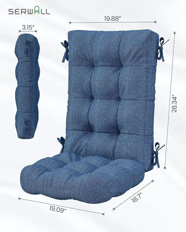 Alt view image 3 of 7 - HDPE Outdoor Rocking Cushion Set of 4, Memory Foam Cushion Navy