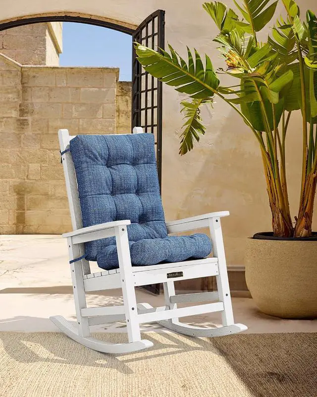Alt view image 5 of 7 - HDPE Outdoor Rocking Cushion Set of 4, Memory Foam Cushion Navy