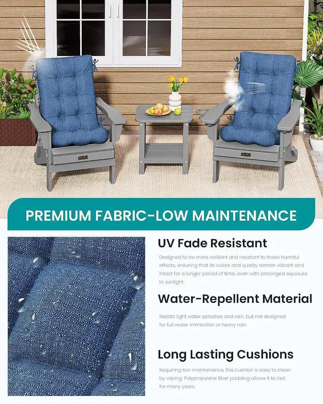 Alt view image 7 of 7 - HDPE Outdoor Rocking Cushion Set of 4, Memory Foam Cushion Navy