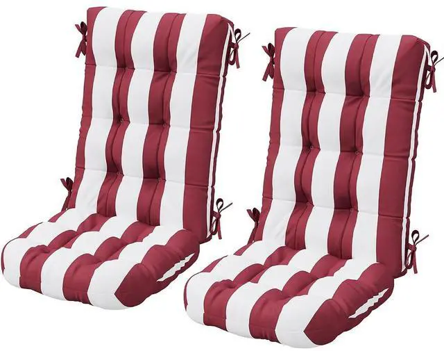 Main image of HDPE Outdoor Rocking Chair Cushion Set of 2, Memory Foam Cushion Red White