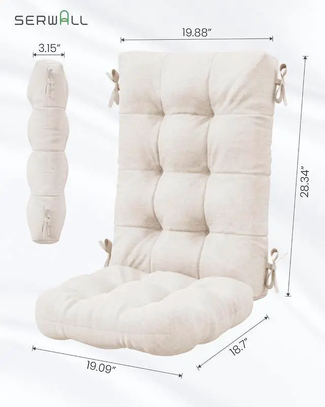 Alt view image 3 of 7 - HDPE Outdoor Rocking Chair Cushion Set of 4, Memory Foam Cushion Beige