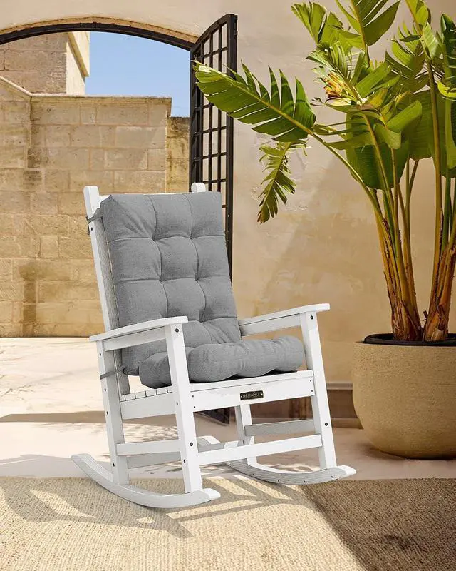 Alt view image 2 of 7 - HDPE Outdoor Rocking Cushion Set of 2, Memory Foam Cushion Dark Gray