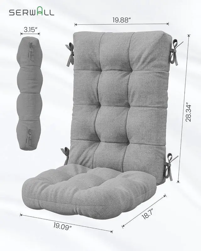 Alt view image 3 of 7 - HDPE Outdoor Rocking Cushion Set of 2, Memory Foam Cushion Dark Gray