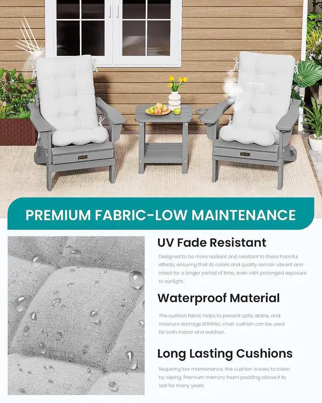 Alt view image 6 of 6 - HDPE Outdoor Rocking Chair Cushion Set of 4, Memory Foam Cushion Flowers Pattern