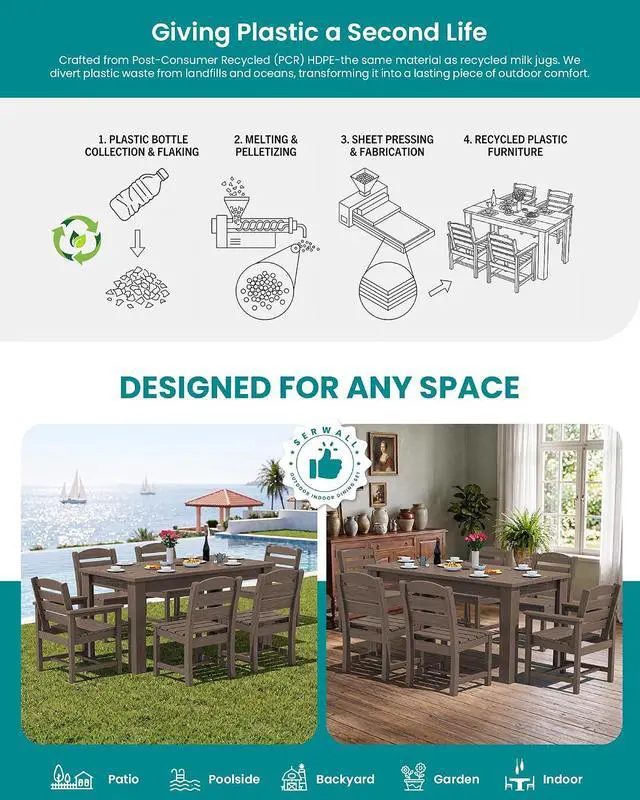 Alt view image 5 of 7 - Patio Dining Chair, All Weather Dining Chair Set of 2, Outdoor Dining Chair with Widened Seat, Coffee