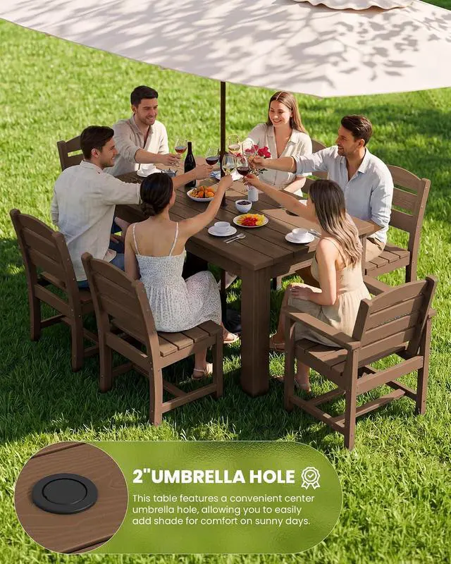 Alt view image 2 of 7 - Patio Dining Chair, All Weather Dining Chair Set of 2, Outdoor Dining Chair with Widened Seat, Brown