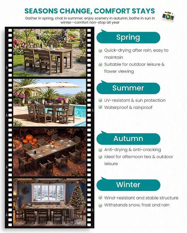Alt view image 7 of 7 - Patio Dining Chair, All Weather Dining Chair Set of 2, Outdoor Dining Chair with Widened Seat, Brown