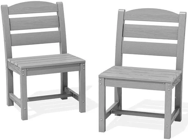 Main image of Outdoor Dining Chair Set of 2, All Weather Dining Chair Set of 2, Outdoor Dining Chair with Widened Seat, Sliver Gray