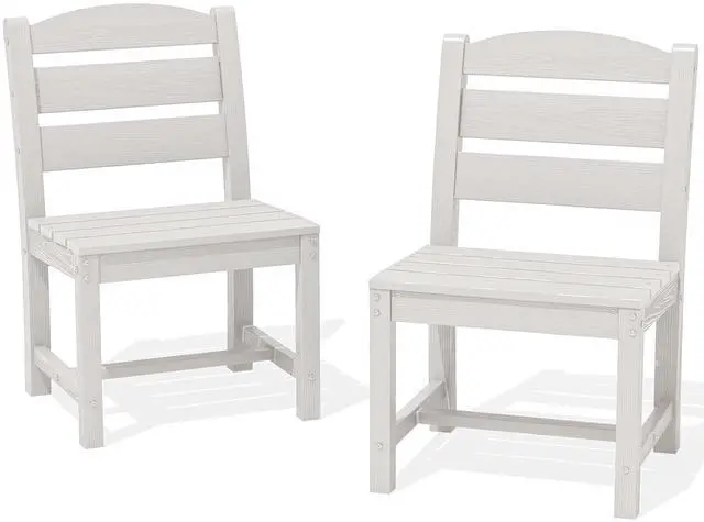 Main image of Patio Dining Chair, All Weather Dining Chair Set of 2, Outdoor Dining Chair with Widened Seat, White
