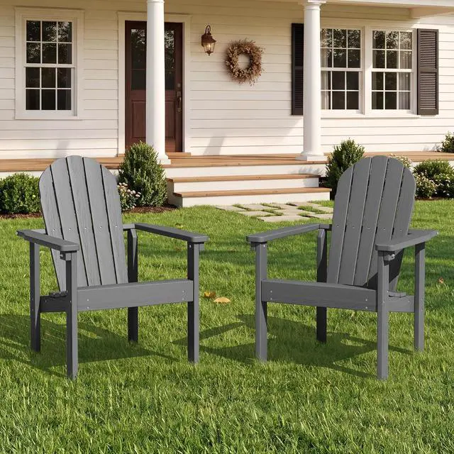 Alt view image 2 of 7 - Stackable Adirondack Chair Set of 1, Grey