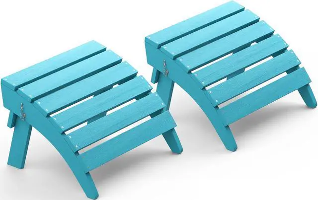 Main image of Folding Adirondack Chair Footrest Set of 2, Adirondack Ottomans Footstools Without Assembly, Light Blue