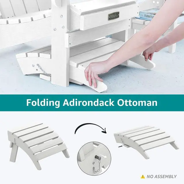 Alt view image 3 of 7 - Folding Adirondack Ottoman, White