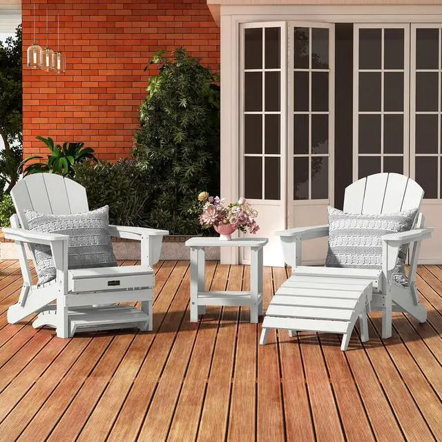 Alt view image 2 of 7 - Folding Adirondack Ottoman, White