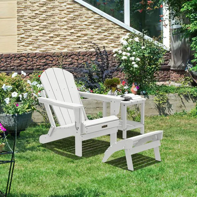 Alt view image 7 of 7 - Folding Adirondack Ottoman, White