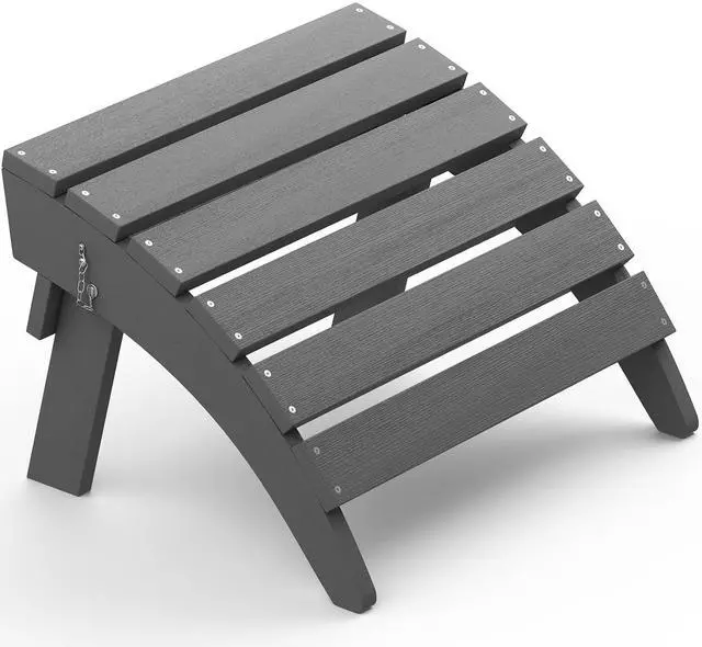 Main image of Folding Adirondack Ottoman for Adirondack Chair, No-Assembly Weather Resistance Outdoor Footstool, High Impact Polystyrene Folding Adirondack Footrest, Gray